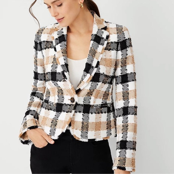 Ann Taylor Jackets & Blazers - Ann Taylor The Newbury Blazer in Check Tweed Brown Black patterned blazer Size 4